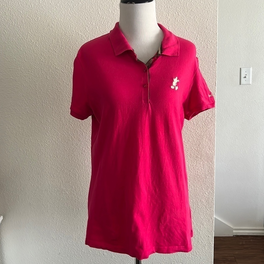 Vintage Walt Disney World Mickey Mouse Y2K Polo | Hot Pink/Gold | Medium